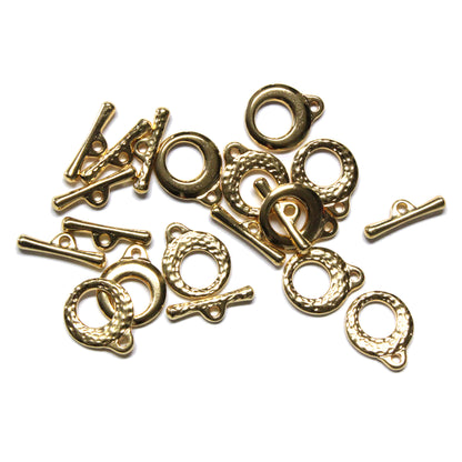 TierraCast Maker's Toggle Clasp / 10 Pack / pewter with a bright gold finish