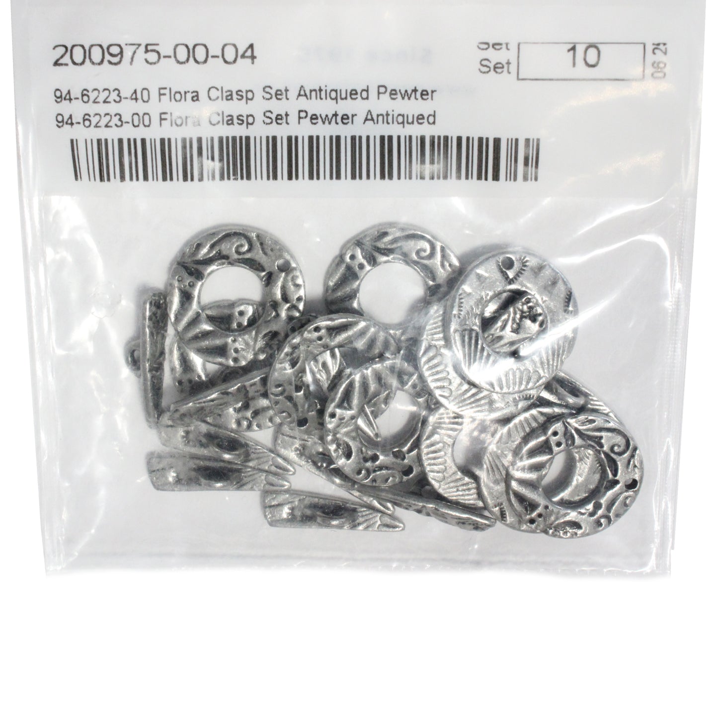 TierraCast Flora Toggle Clasp / 10 Pack / pewter with an antique finish