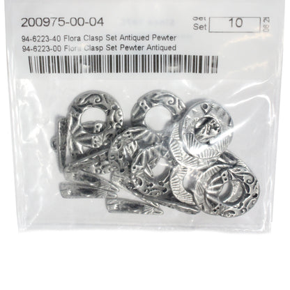 TierraCast Flora Toggle Clasp / 10 Pack / pewter with an antique finish