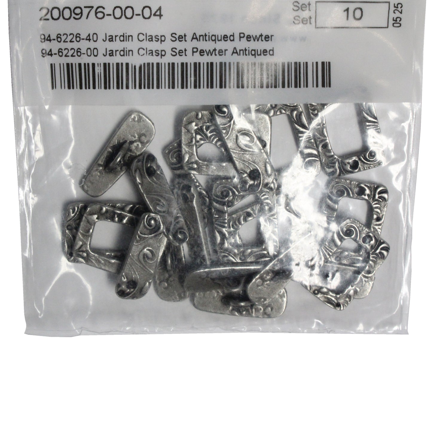 TierraCast Jardin Toggle Clasp / 10 Pack / pewter with an antique finish