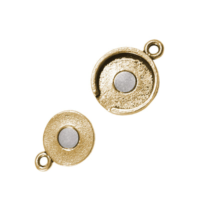 TierraCast Lotus Magnetic Clasp / pewter with antique gold finish / open reverse view