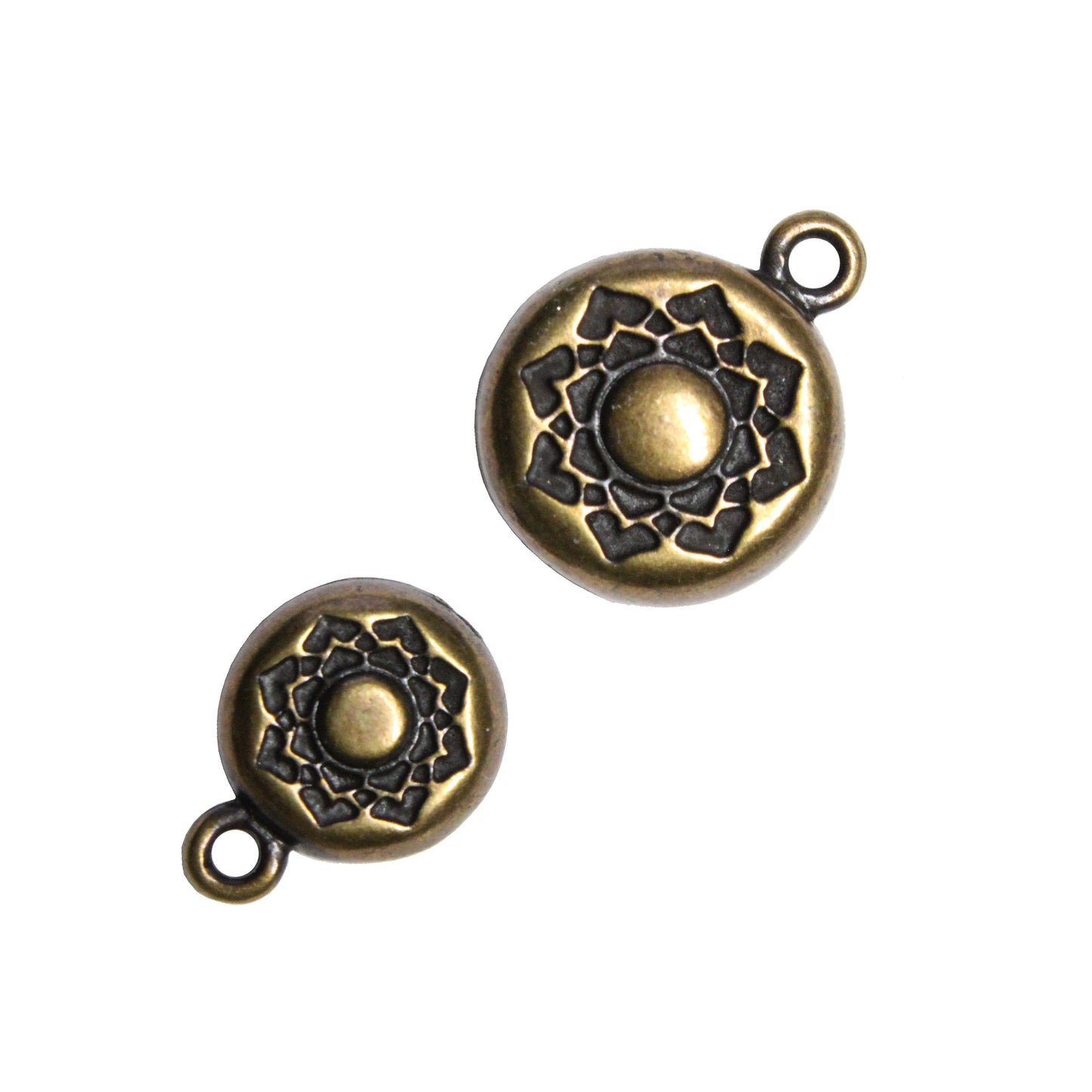 TierraCast Lotus Magnetic Clasp / pewter with a brass oxide finish / open top view