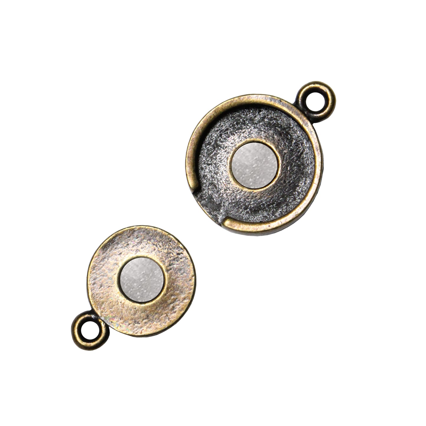 TierraCast Lotus Magnetic Clasp / pewter with a brass oxide finish / open reverse view