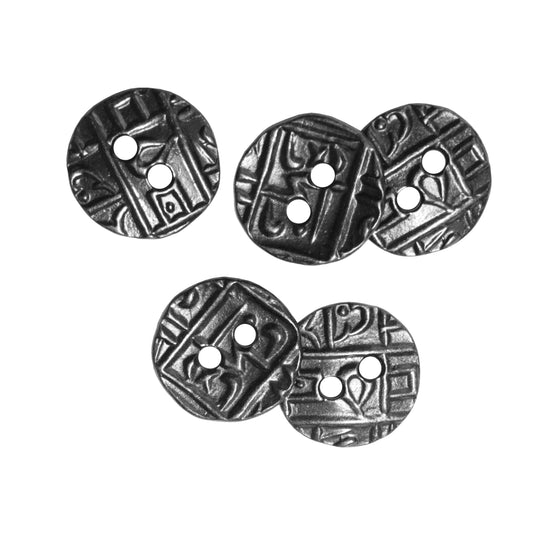 TierraCast Round Coin Button / 5 Pack / pewter with a black finish