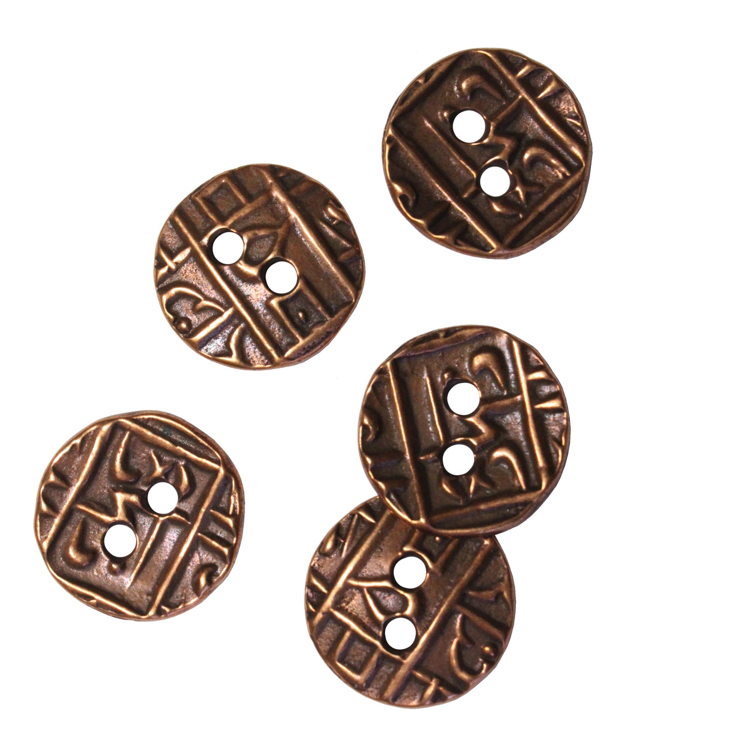 TierraCast Round Coin Button / 5 Pack / pewter with antique copper finish