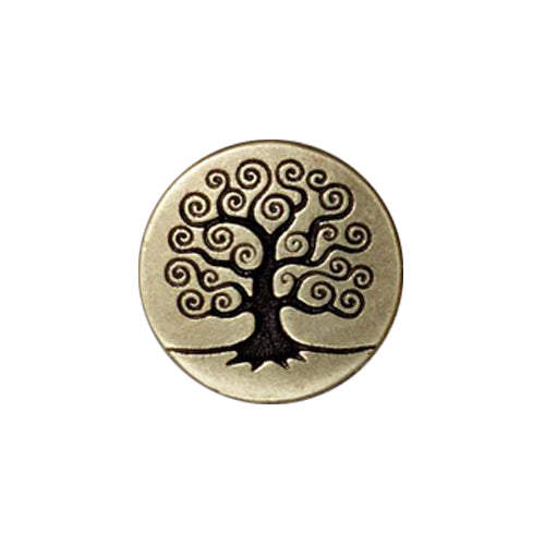 TierraCast Tree of Life Button / pewter with antique brass finish