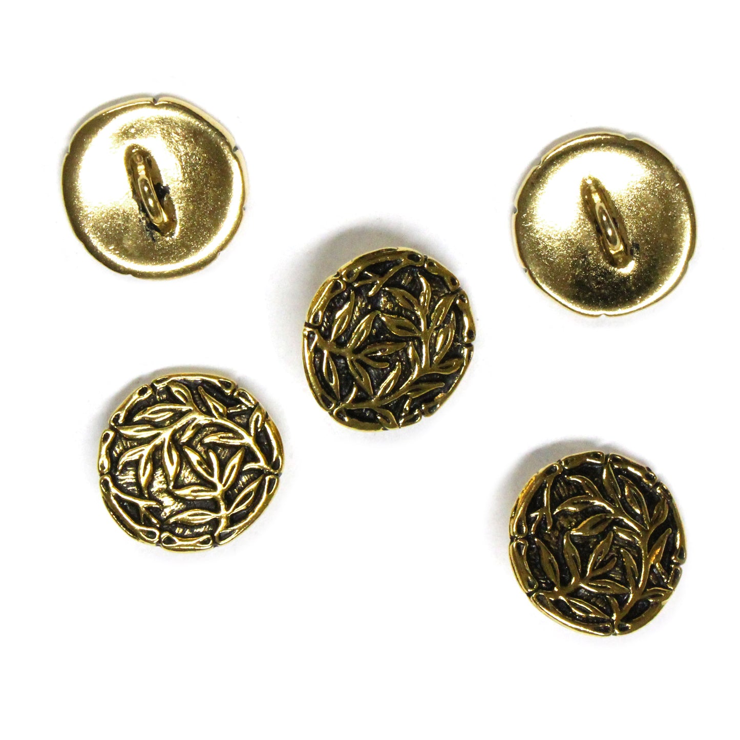 TierraCast Bamboo Button / pewter with antique gold finish