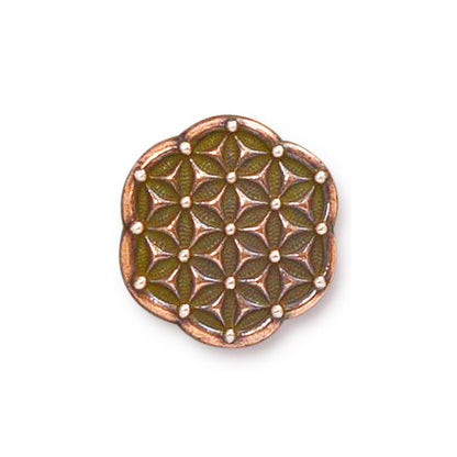 TierraCast Flower of Life Button / 10 Pack / pewter with antique copper finish