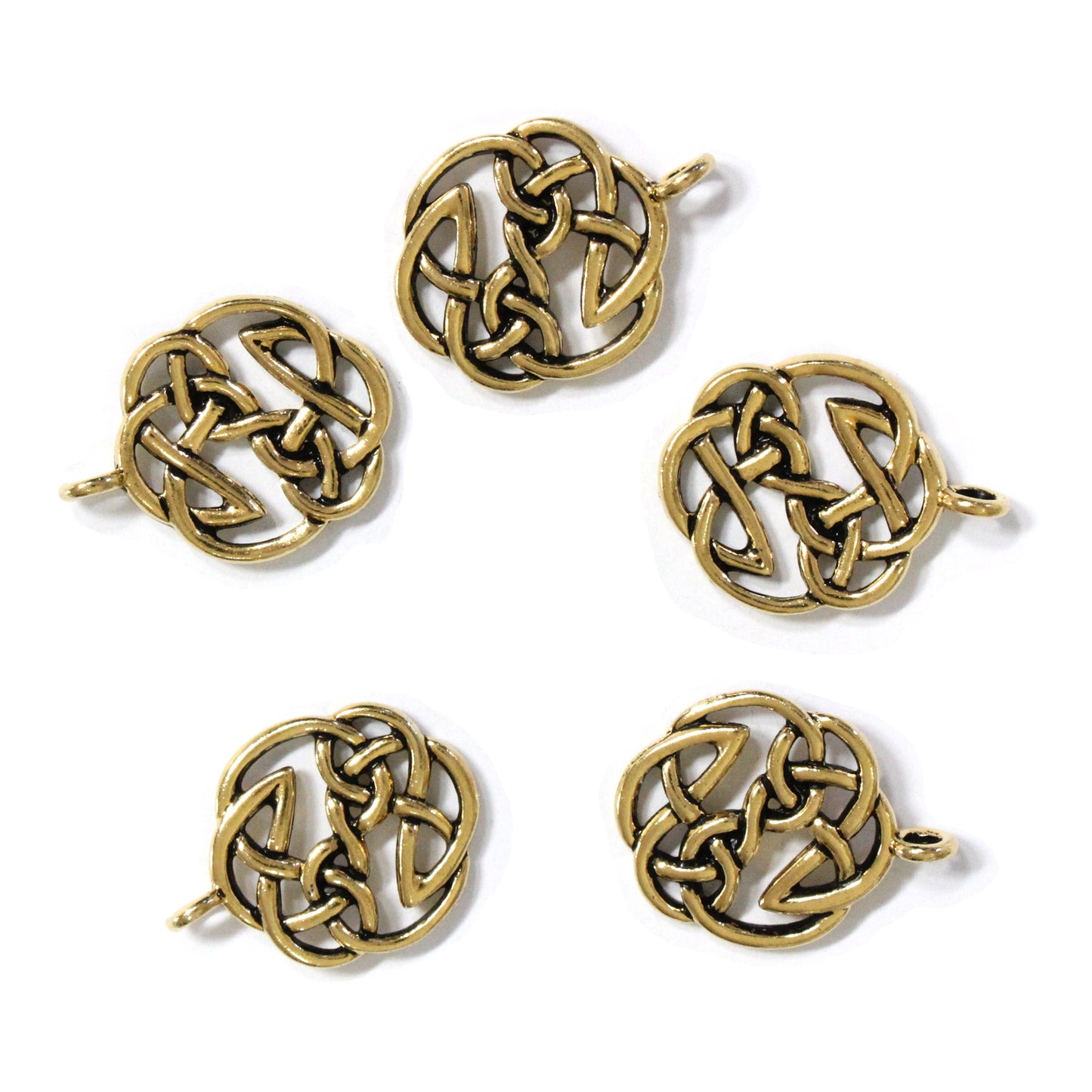 TierraCast Open Knot Pendant / 5 Pack / pewter with antique gold finish