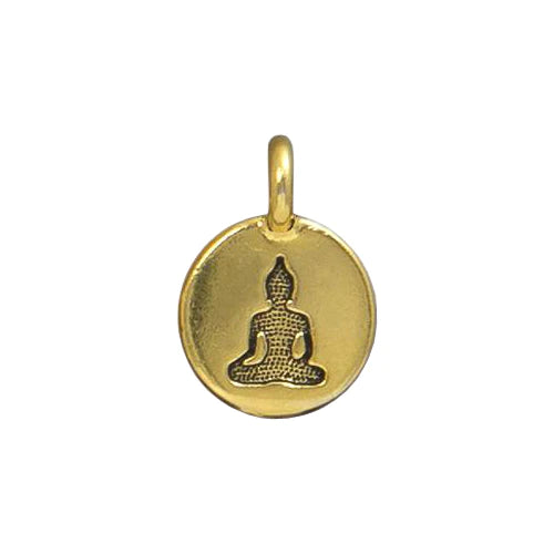 TierraCast Buddha Charm / pewter charm with antique gold finish / 94-2407-26