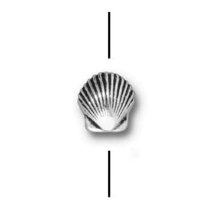 TierraCast 9mm Shell Bead / 10 Pack / pewter with antique silver finish