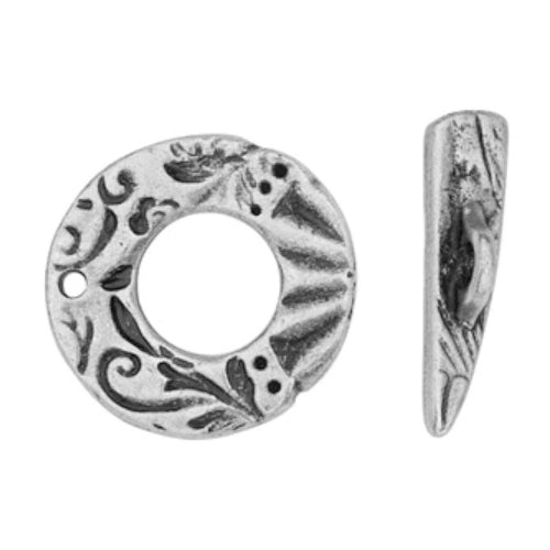 TierraCast Flora Toggle Clasp / 10 Pack / pewter with an antique finish