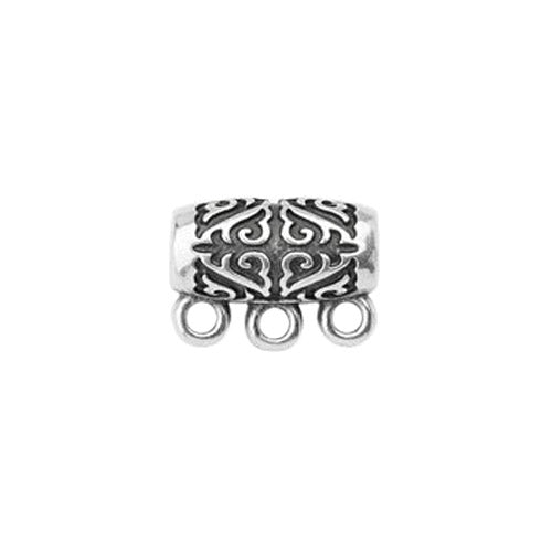 Bail with 3 Small Rings / Antique Silver Plated Zamak