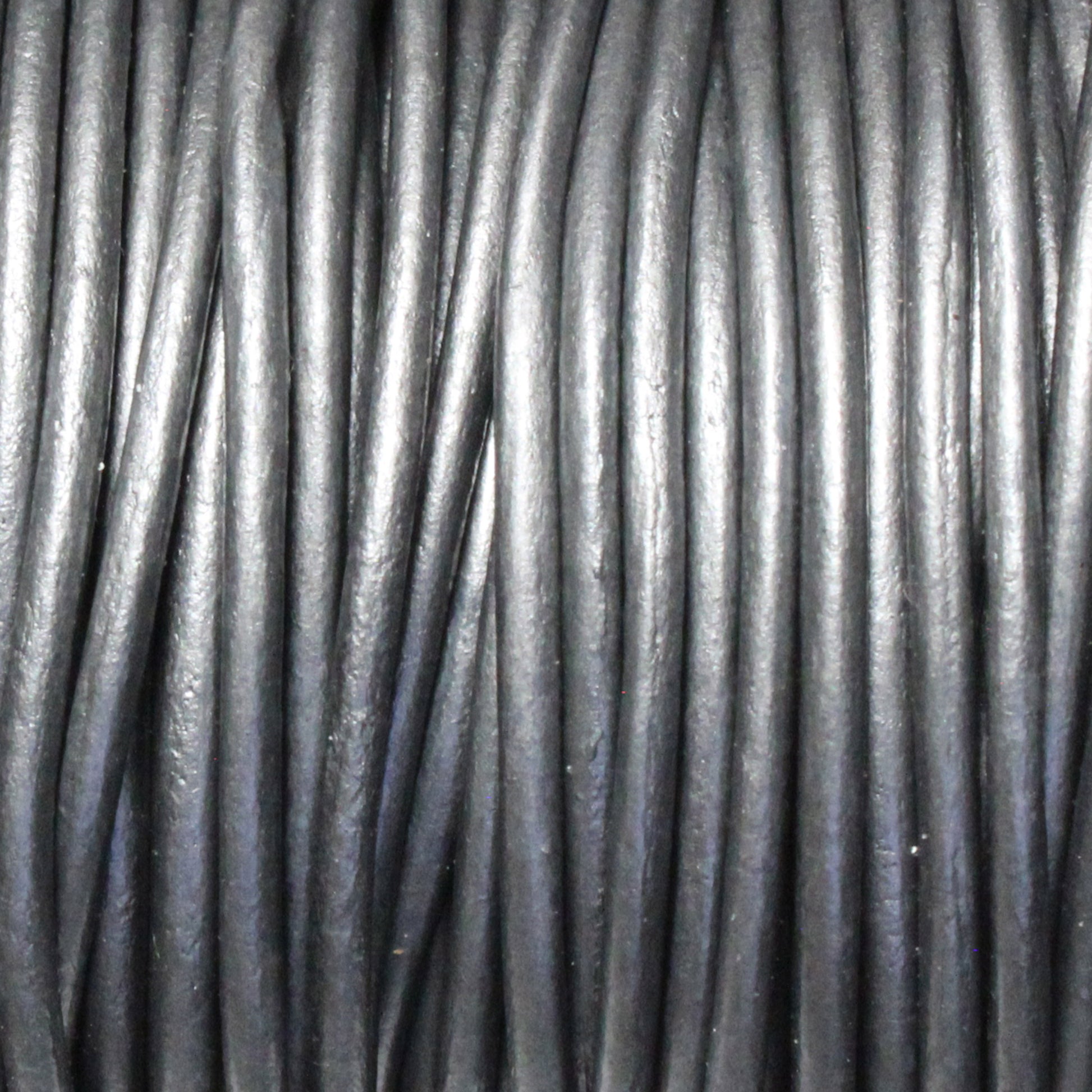 METALLIC GREY 2mm Round Leather Cord
