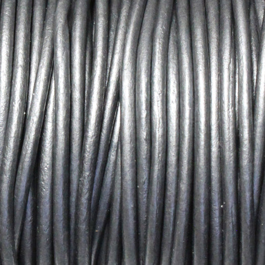 METALLIC GREY 2mm Round Leather Cord