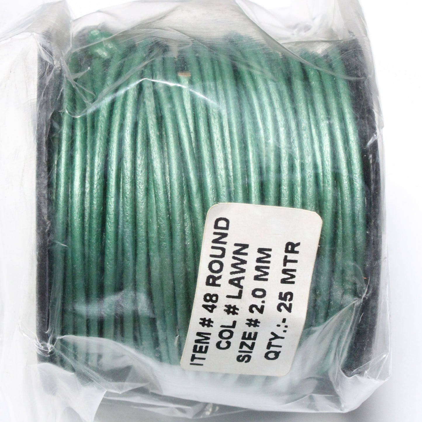 METALLIC LAWN 2mm Round Leather Cord / 25m Roll