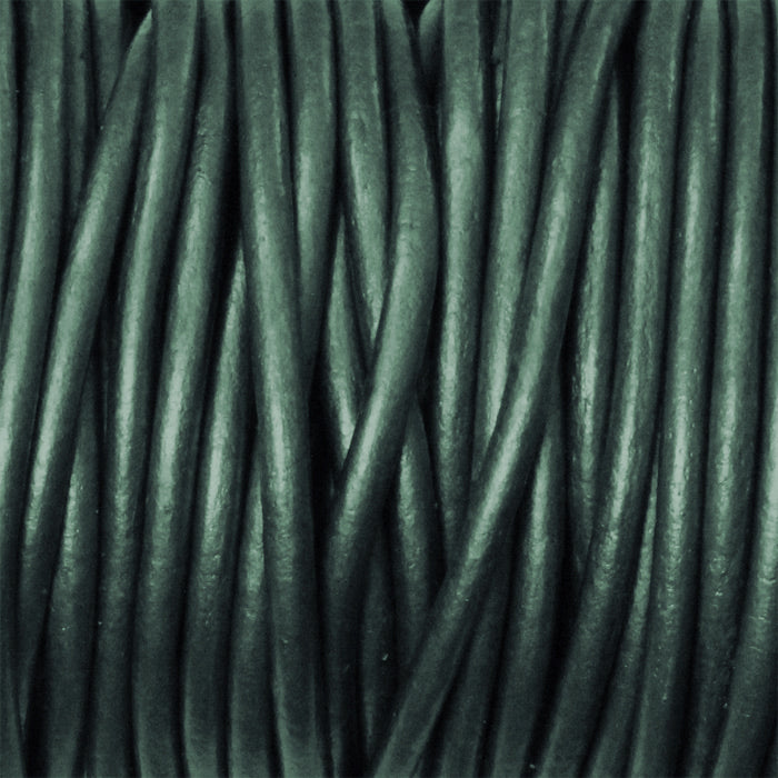 METALLIC OCEAN GREEN 2mm Round Leather Cord