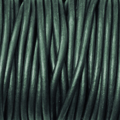 METALLIC OCEAN GREEN 2mm Round Leather Cord