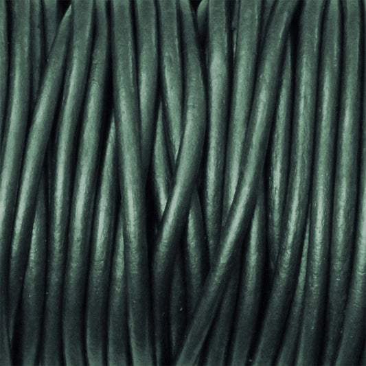 METALLIC OCEAN GREEN 2mm Round Leather Cord