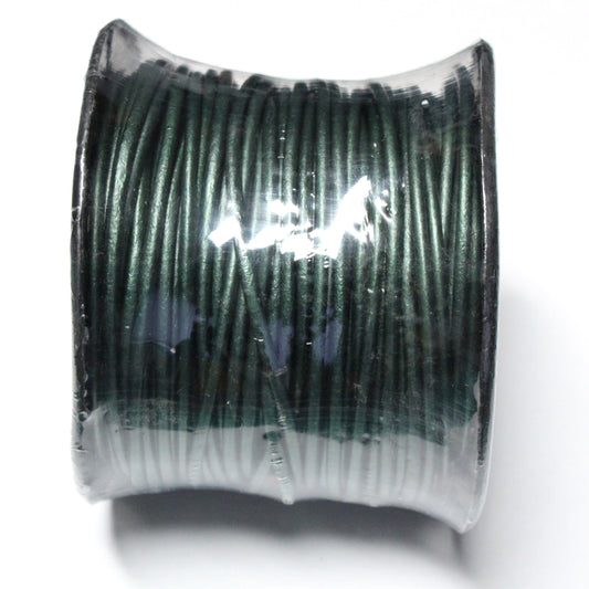 METALLIC OCEAN GREEN 2mm Leather Cord / 25m Roll