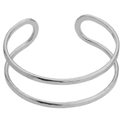 Hammertone Double Cuff Bracelet – Antique Silver Plated Brass