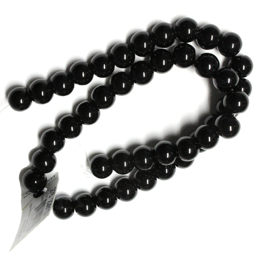 10mm Black Onyx / 15" Strand / natural dyed / smooth round stone beads