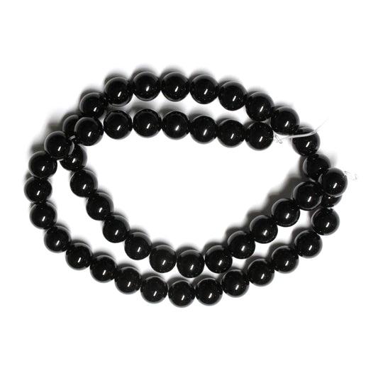 8mm Black Onyx / 15" Strand / natural dyed / smooth round beads