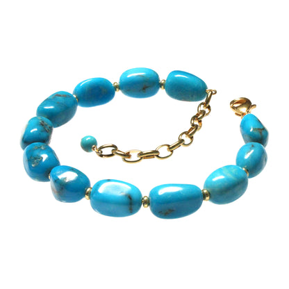 Turquoise Nugget Bracelet / 6 - 7.5 Inch wrist size / with Nacozari turquoise