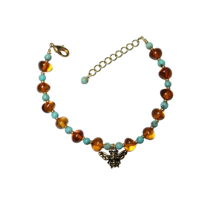 Honeybee Baltic Amber & Turquoise  Bracelet
