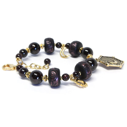Celestial Garnet Sun & Moon Bracelet / 6 to 7.5 Inch wrist size