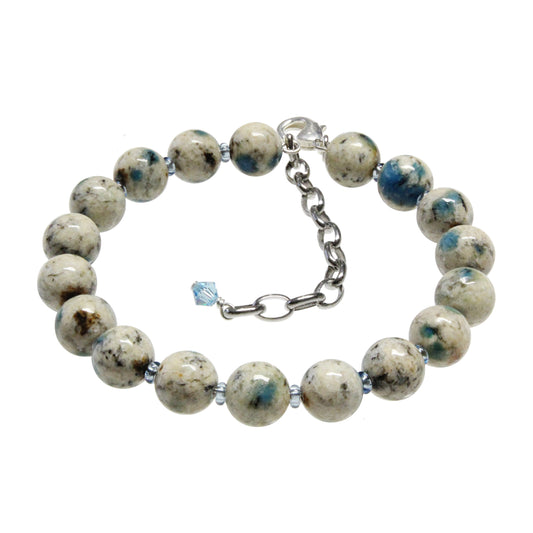 K2 Granite Beaded Bracelet / 6 - 7.5 Inch wrist size / 8mm round beads