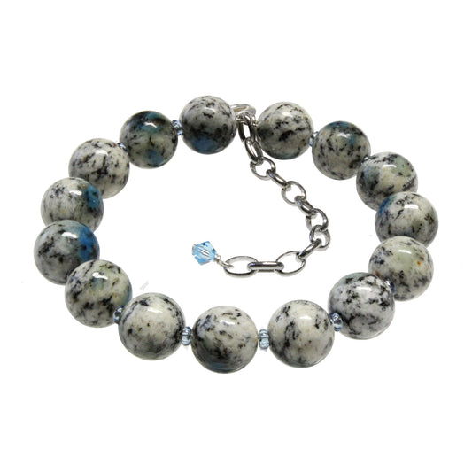 K2 Granite Beaded Bracelet / 6 - 7.5 Inch wrist size / 10mm round beads