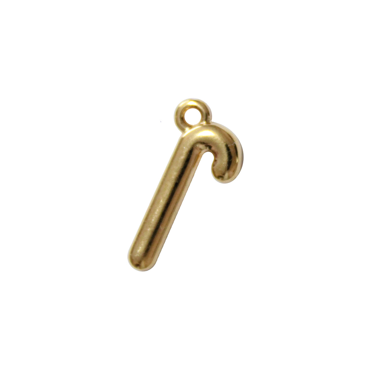 CANDY CANE Charm / 17.5 x 7mm / Gold 24K Plated Zamak with red and white stripes / made in EU