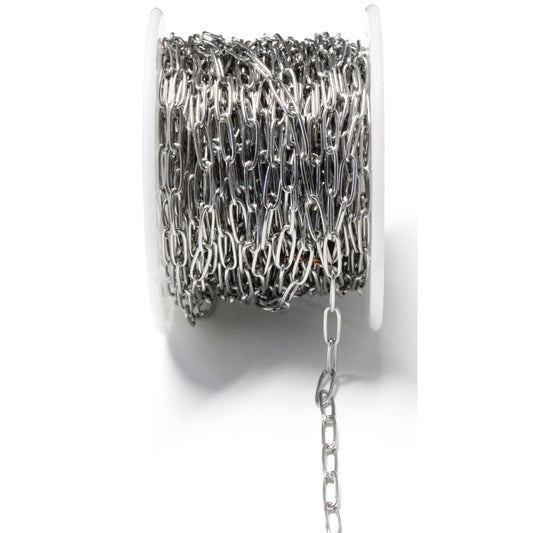 Paperclip Chain Stainless Steel / sold by the foot /  3.5 x 8mm (OD)