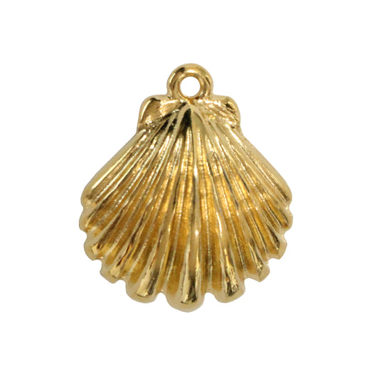 18mm Clamshell Pendant / Gold 24K Plated Zamak