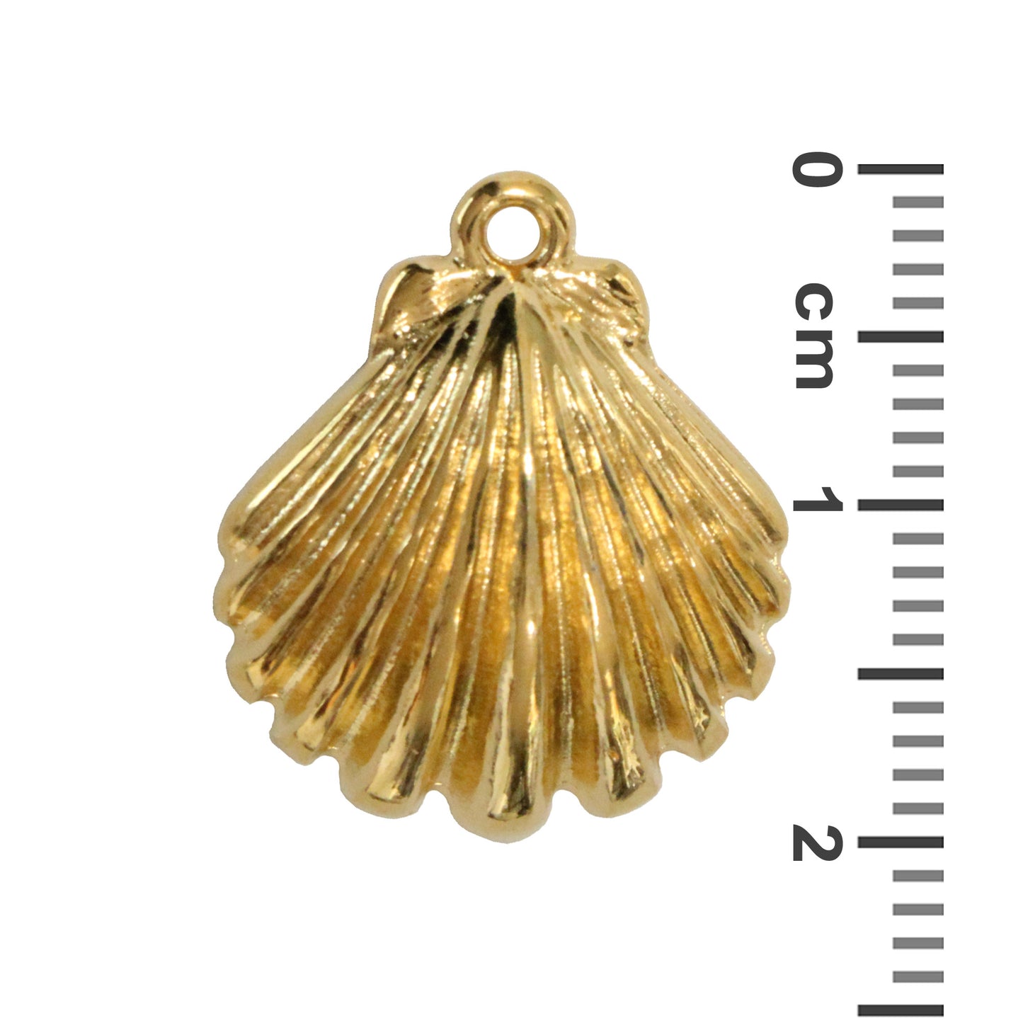 Clamshell Pendant / 20x17.5mm / Gold 24K Plated Zamak / with ruler