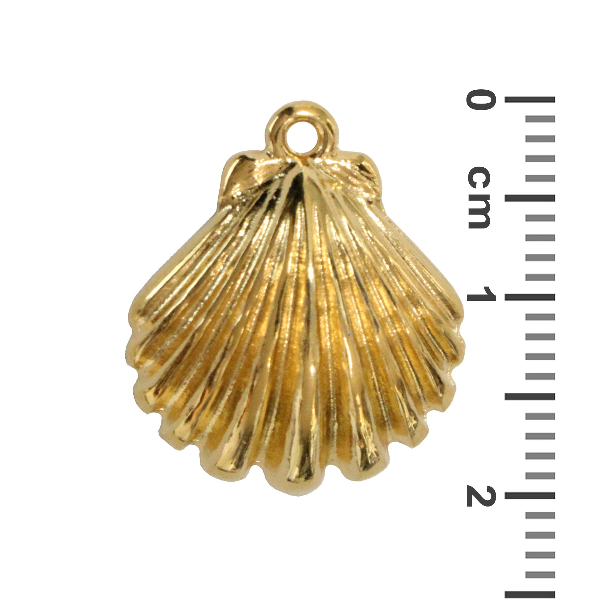 Clamshell Pendant / 20x17.5mm / Gold 24K Plated Zamak / with ruler