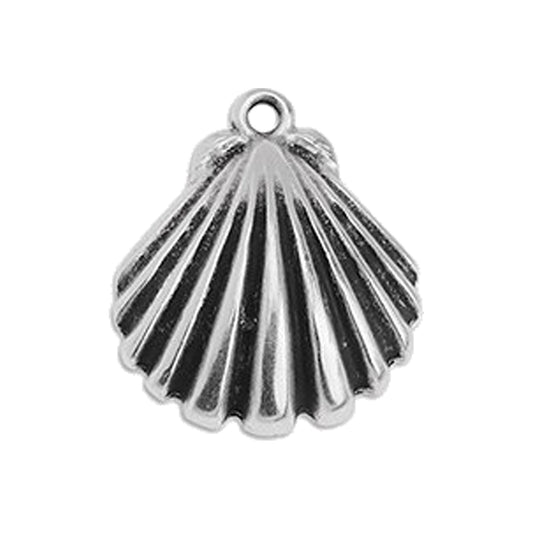 Clamshell Pendant / 20x17.5mm / Antique Silver Zamak 