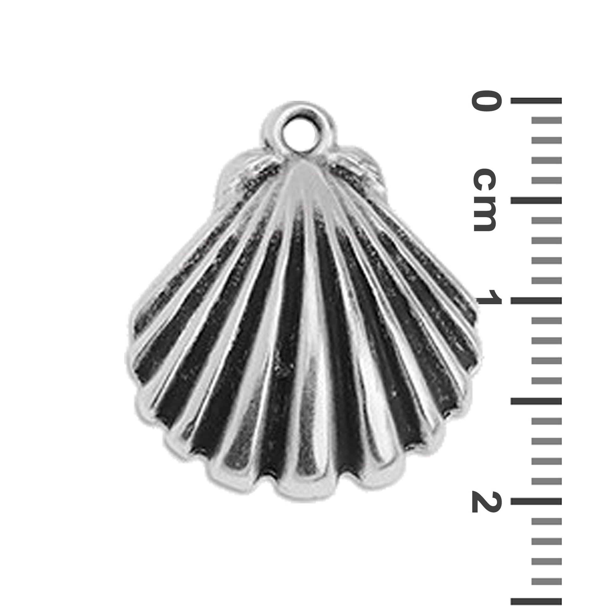 Clamshell Pendant / 20x17.5mm / Antique Silver Zamak / with ruler