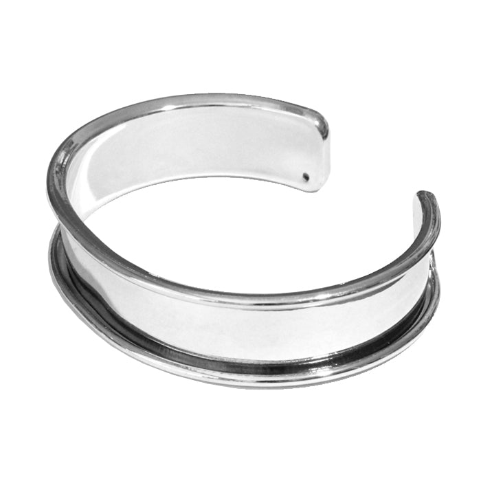 10mm Glue-In Channel Cuff Bracelet / plated brass with a bright rhodium finish