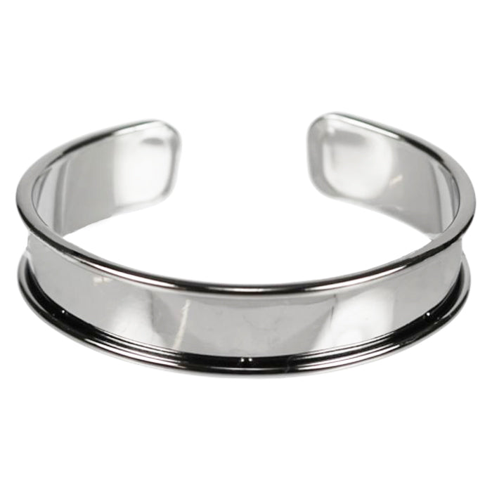 10mm Glue-In Channel Cuff Bracelet / plated brass with a bright rhodium finish