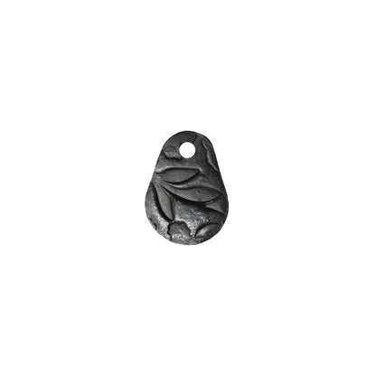 Small Flora Teardrop Charm / silver black / handmade polymer clay / 18mm x 13.5mm