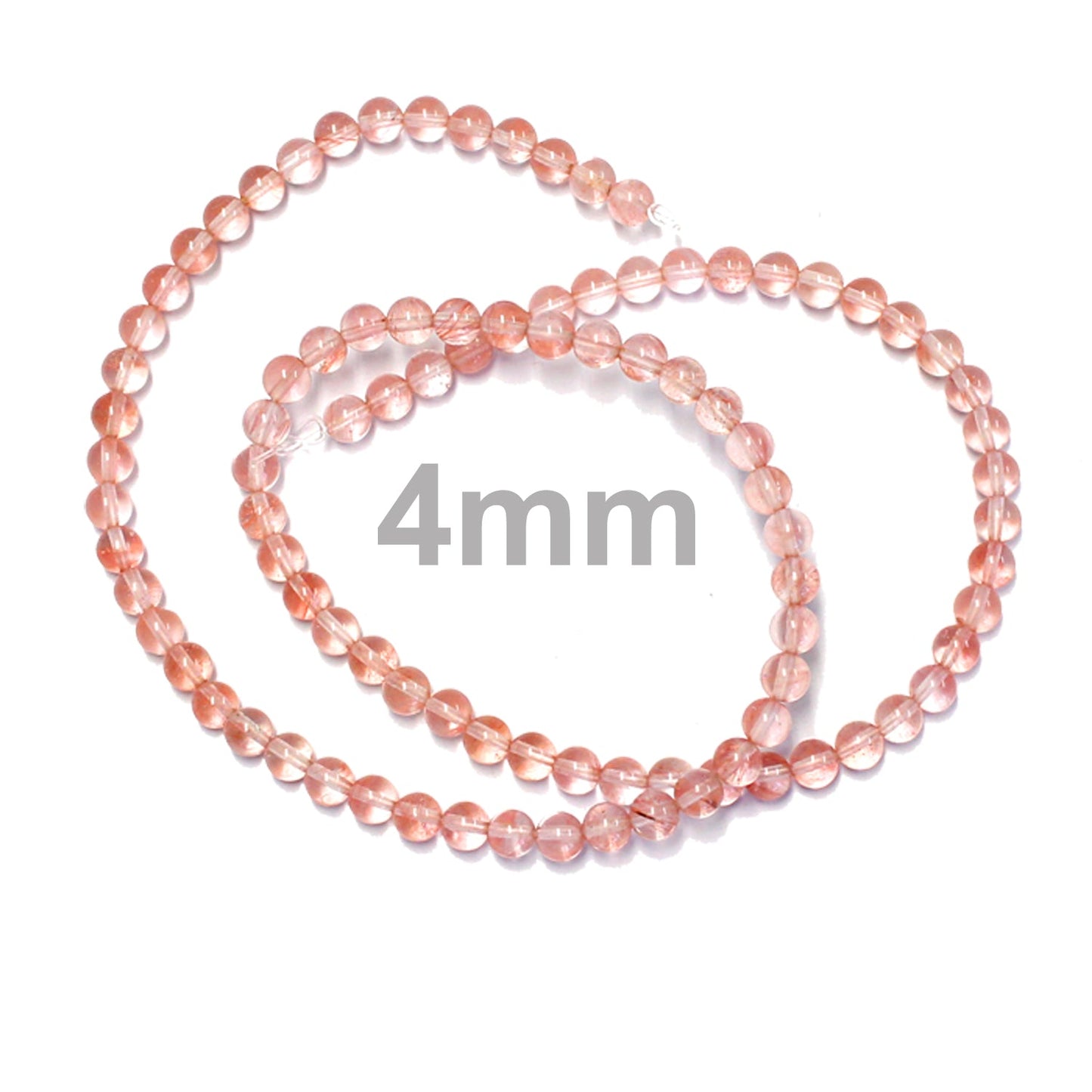 4mm Cherry Quartz / 16" Strand / man-made / smooth round stone beads