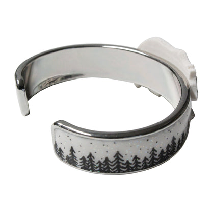 Night Forest Bear Cuff Bracelet / speckled white with black forest / up to a 7 inch wrist  size