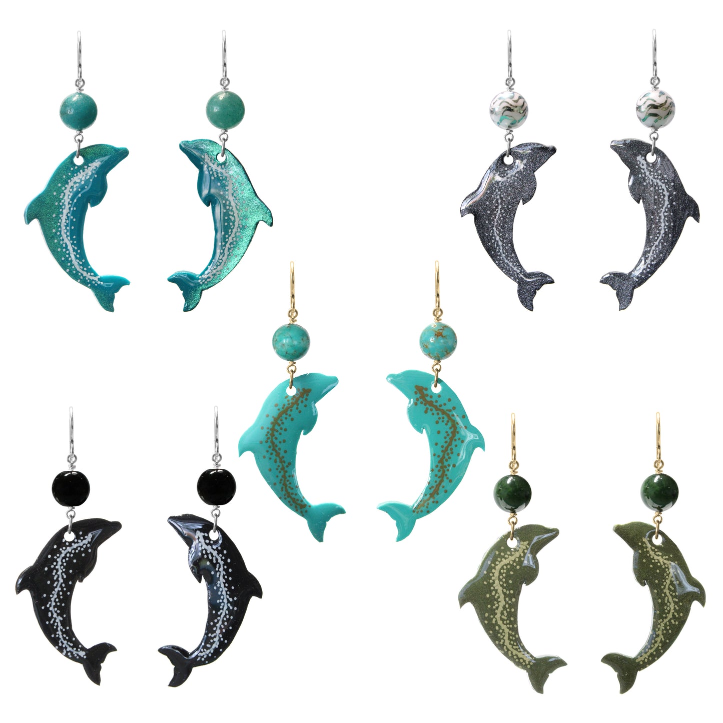 Dolphin Earrings / 70mm length / hook earwires