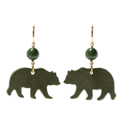 Night Forest Bear Earrings / 57mm length / hook earwires