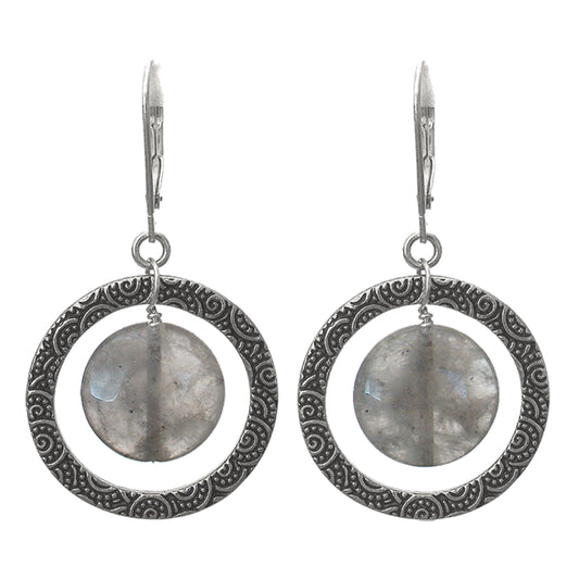 Misty Quartz Earrings / 45mm length / sterling silver leverbacks / front view