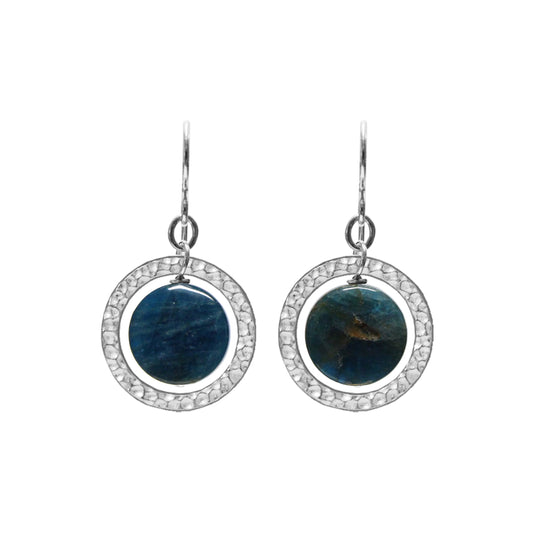 Blue Apatite Silver Earrings / front view