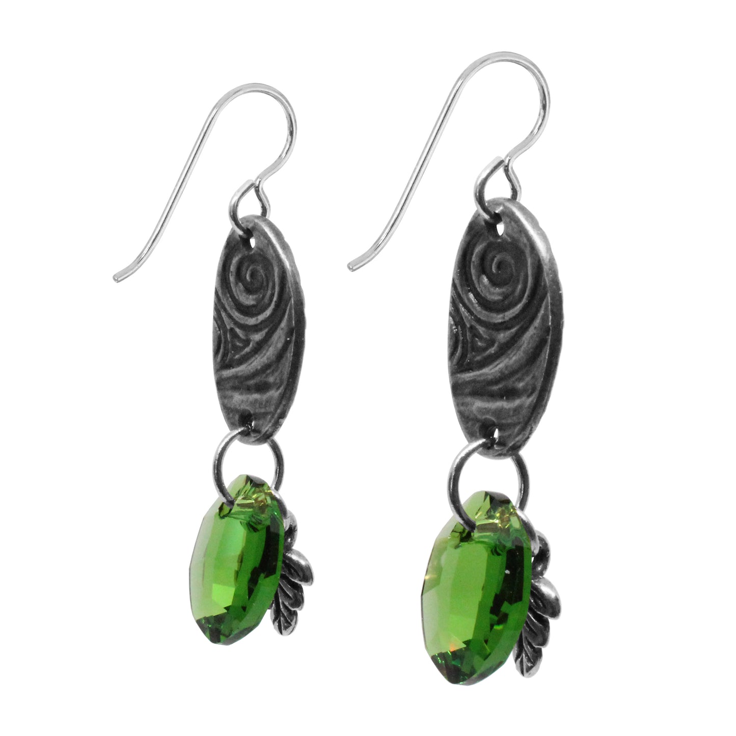 Leaf Charm Earrings / 47mm length / sterling silver earwires