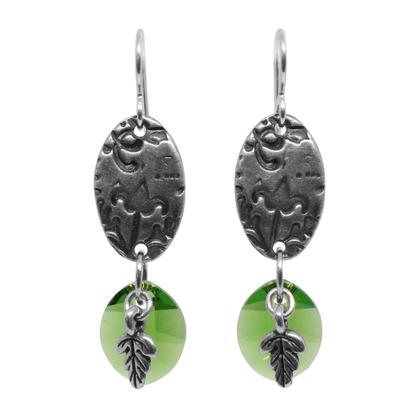 Leaf Charm Earrings / 47mm length / sterling silver earwires